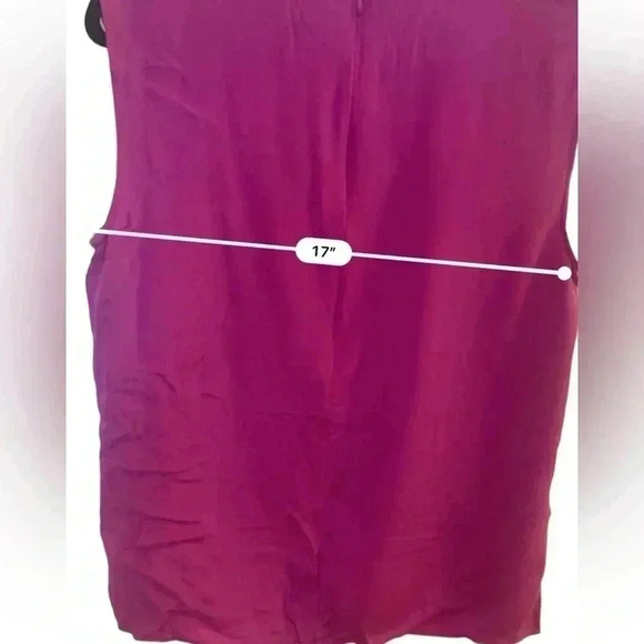 St. John silk sleeveless blouse zip closure quiet luxury small fuchsia pink - Picture 4 of 6